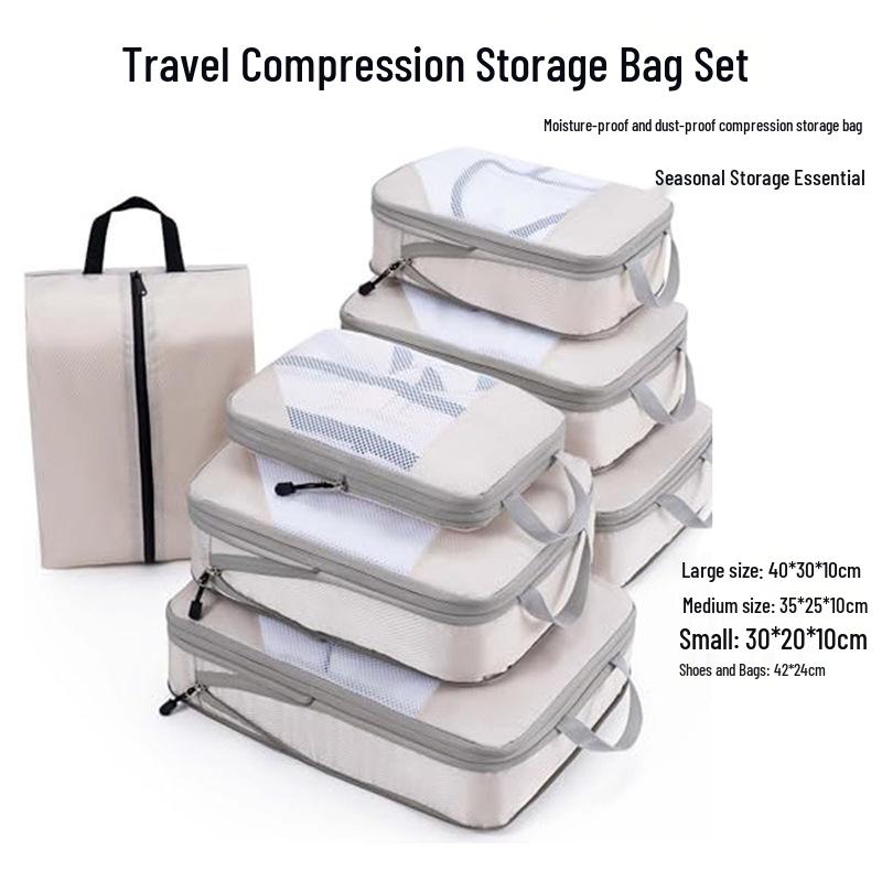 Travel Compression Storage & Organizing Bag Set for Luggage and Toiletries