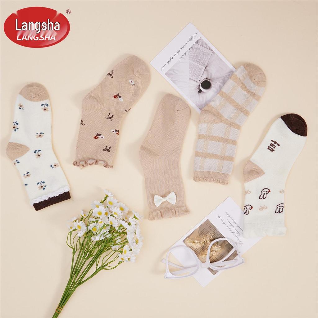 Langsha Girls' Mid-Calf Anti-Pilling Socks for Autumn and Winter