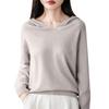 Women's Fashion Long-Sleeved -Colour V-Neck Hooded Knitted Sweater Warm Sweatshirt Knitwear