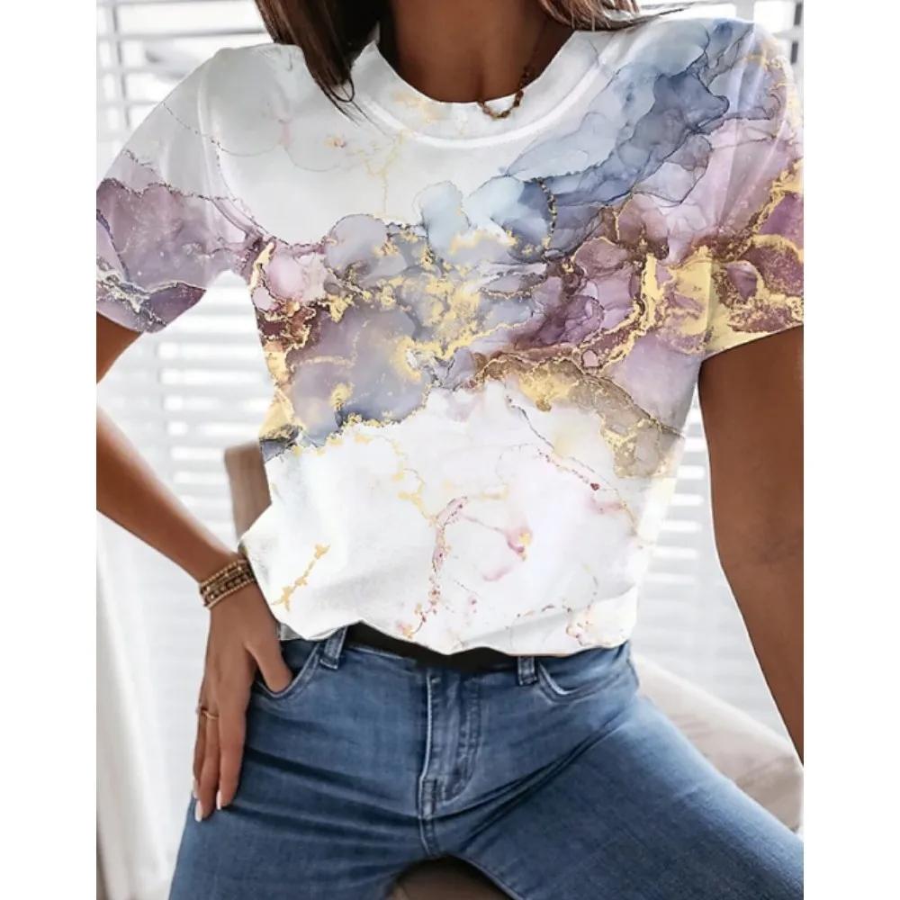 New Flower Petal Pattern T-Shirts Floral 3D Print Women's Short Sleeve Round Neck T Shirt Tees Harajuku Y2K Tops Female Clothing