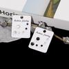 Simple Geometric Diamond-Set Earrings Set 3 Pairs Of Black And White Diamond Stud Earrings, Small Goods.