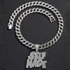 Heißer Verkauf Neues Produkt Vollbesetzter Diamantbuchstabe SELFMADE Legierung Anhänger Personalisiertes Logo Hip Hop Halskette Herrenhalskette