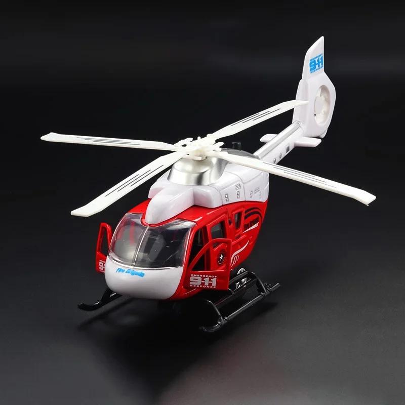 24CM Public Security Command Helicopter Model Car Toys Musical Pull-back Propeller Rotation Aircraft Airplane Models Child Gifts