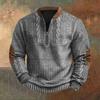 Fall Winter Men Sweatshirt Half Zipper Rhombus Texture Patchwork Round Neck Pullover Long Sleeves Daily Outdoor Sports Top