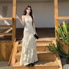 White polka dot lace suspender dress dress women's giant good-looking summer beautiful waist thin hip skirt women's clothing