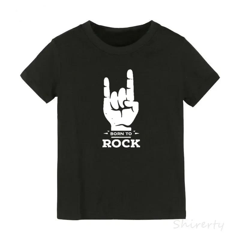 Born To Rock Kids TShirt Boys Girls Unisex Baby Clothes Cool Fashion Style Tops Children Summer Short Sleeve Graphic Tee Shirt