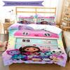 3pcs Gabby’s Dollhouse Bedding Set Duvet Cover Closure Includes 1 Duvet Cover & 2 Pillowcases, Soft and Comfortable for All Seasons.
