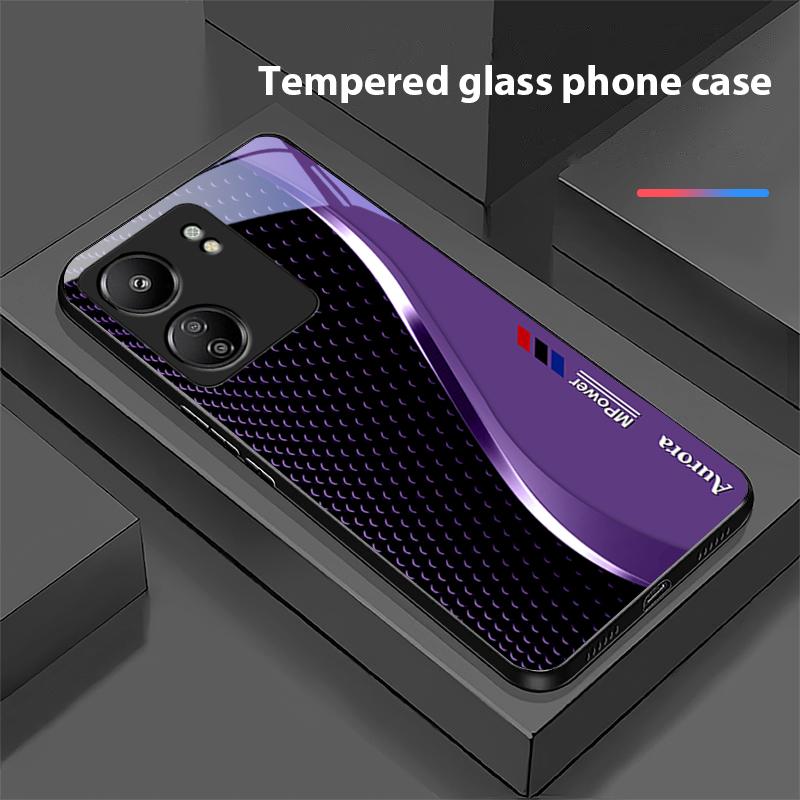 Creative Curve Double For Xiaomi Redmi 13C Note13 12 Pro Plus 5G Note 9 13T Pro POCO X6 F5 F6 Black Tempered Glass Phone Case