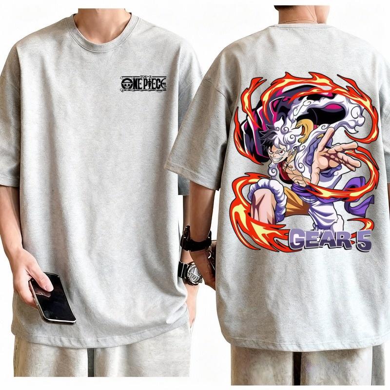 One Piece Luffy Gear 5 Nika Y2K TShirt Men 100 Cotton Anime Graphic Tee Crew Neck Short Sleeve Casual Streetwear Top