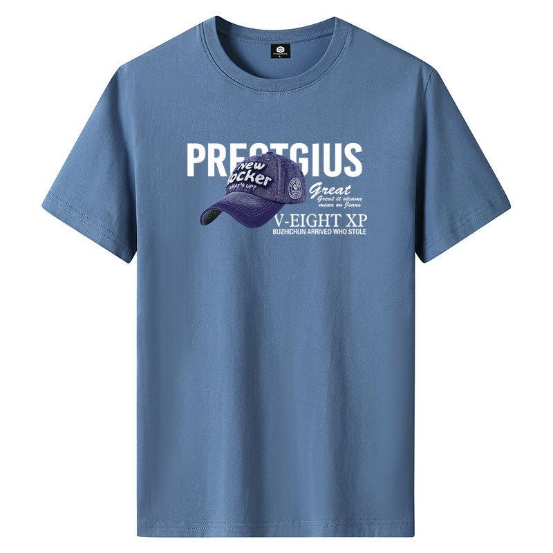 GMXIA Baumwoll Kurzarm T-Shirt Herrenmode Lockeres Halbarmhemd Bedruckt