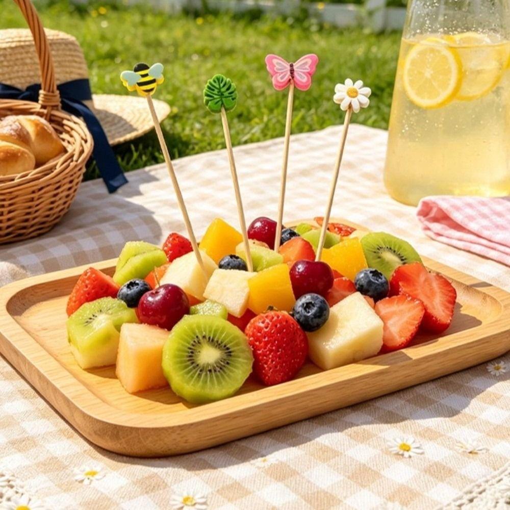 100Pcs Candy Color Cocktail Skewers Disposable Dessert Toothpicks for Wedding Decor