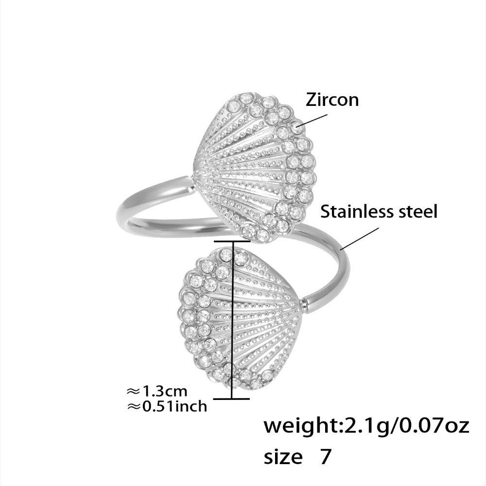 Exquisite Fish Tail Starfish Shell Finger Ring Jewelry Ocean Style Ring Cubic Zirconia Ring  Summer