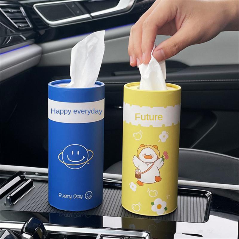 1~10PCS Cartoon Interior Decoration Creative Circular Paper Mouth Design Car Accessories Car Tissue Box Portable