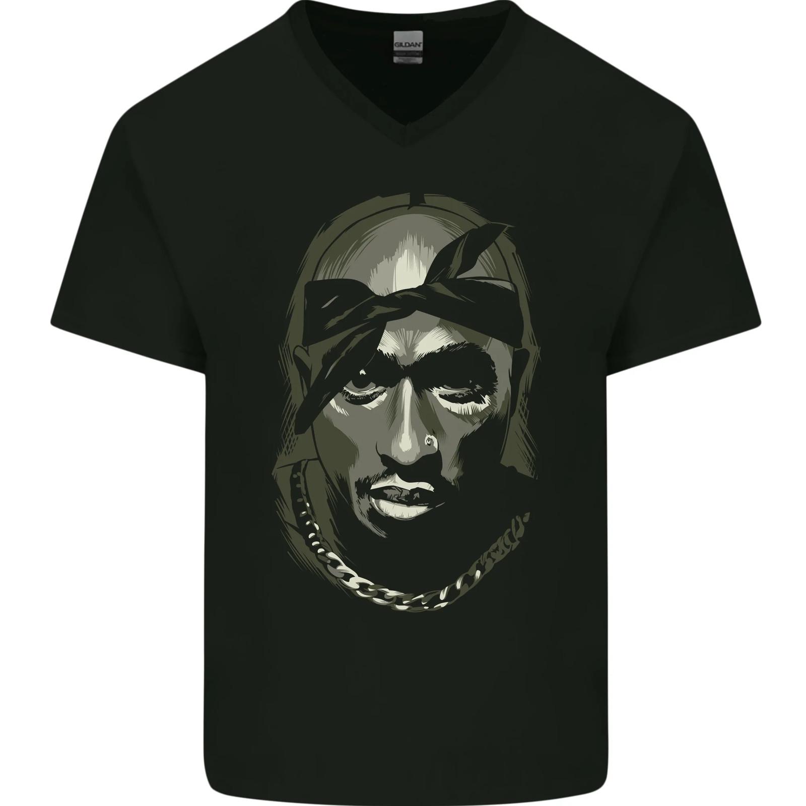 Hip Hop Rap Music Rapper Mens VNeck Cotton T-shirt XL