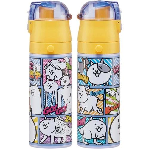 Skater Children's Stainless Steel Water Bottle 2-Way Direct Drinking 470ml Cup Drinking 430ml Cat Great War 23 Child-friendly Lightweight Type Boys Th