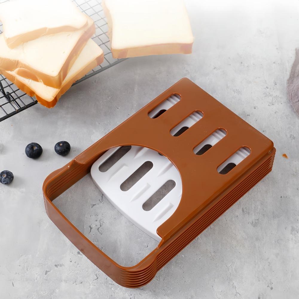 Homemade Bread Slicer Coffee Colored Plastic Foldable Bread Knife Holder Rack for Toast Cake Sandwich Slicer Cutting Baking Tool