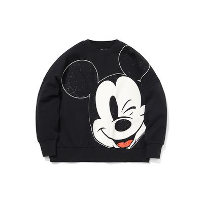 X Disney Co-Branded Oversized Pullover Sweatshirt Women Sweatshirt Black AWDQC28-2
