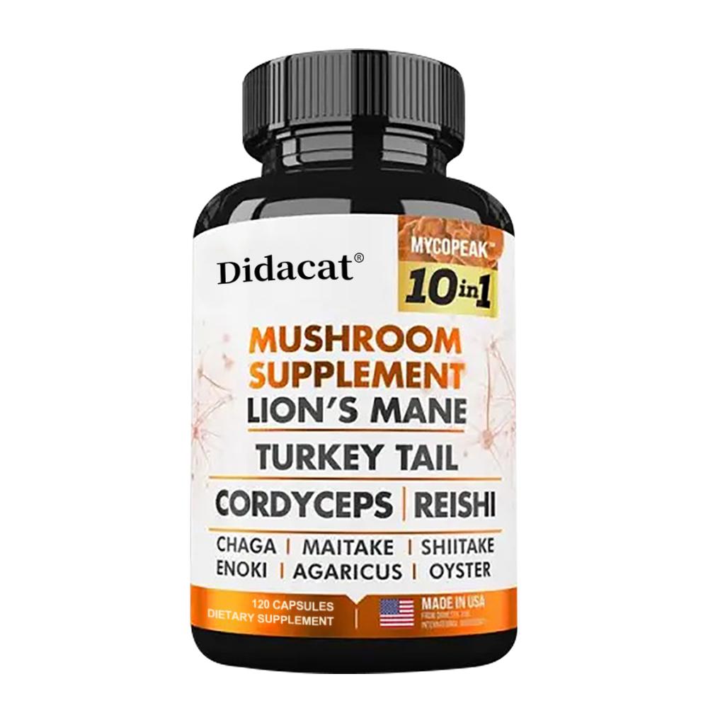 Lion S Mane Dietary Supplement, With Turkey Tail, Reishi, 120 Capsules Per Bottle 120 Capsules