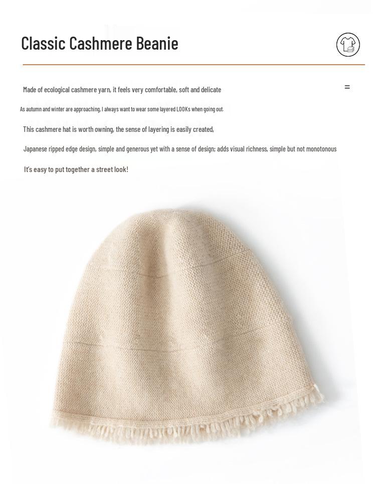 Women's Cashmere Knit Beanie: Solid Color, Versatile Skullcap, Ear Protection, Warm Beggar Wool Hat for Cold Weather.