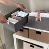 Sturdy Fabric Storage Bin With Reinforced Bottom Wooden Handles for Bedroom Office
