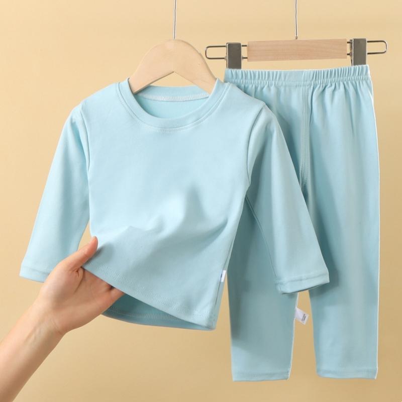 2pcs/set Children's Autumn Winter Pajamas Round Neck Warm Casual Suit For Boys And Girls Comfortable Sports Home Base Shirt Set