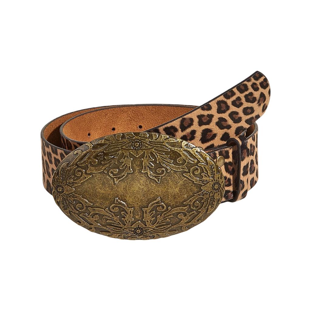 Women's Fashion Leopard Print Belt PU Leather Waistband for Jeans Casual Trousers and Dresses Adjustable Waist Sash