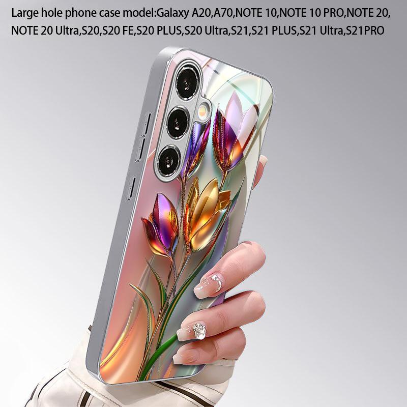 Etui 2D z wzorem tulipana na telefon Samsung S26 S25 S24 S23 S22 S21 S20 A56 A36 A16 - Galwanizowane szklane etui ochronne