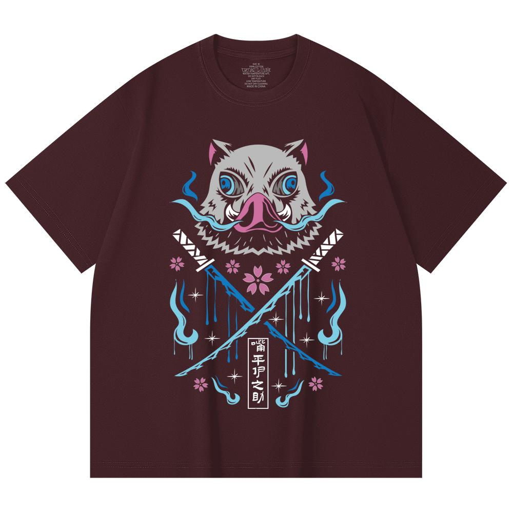 

230 Gsm 100% Cotton Demon Slayer V97 Inosuke Print Unisex Heavy Cotton T Shirt 2XL