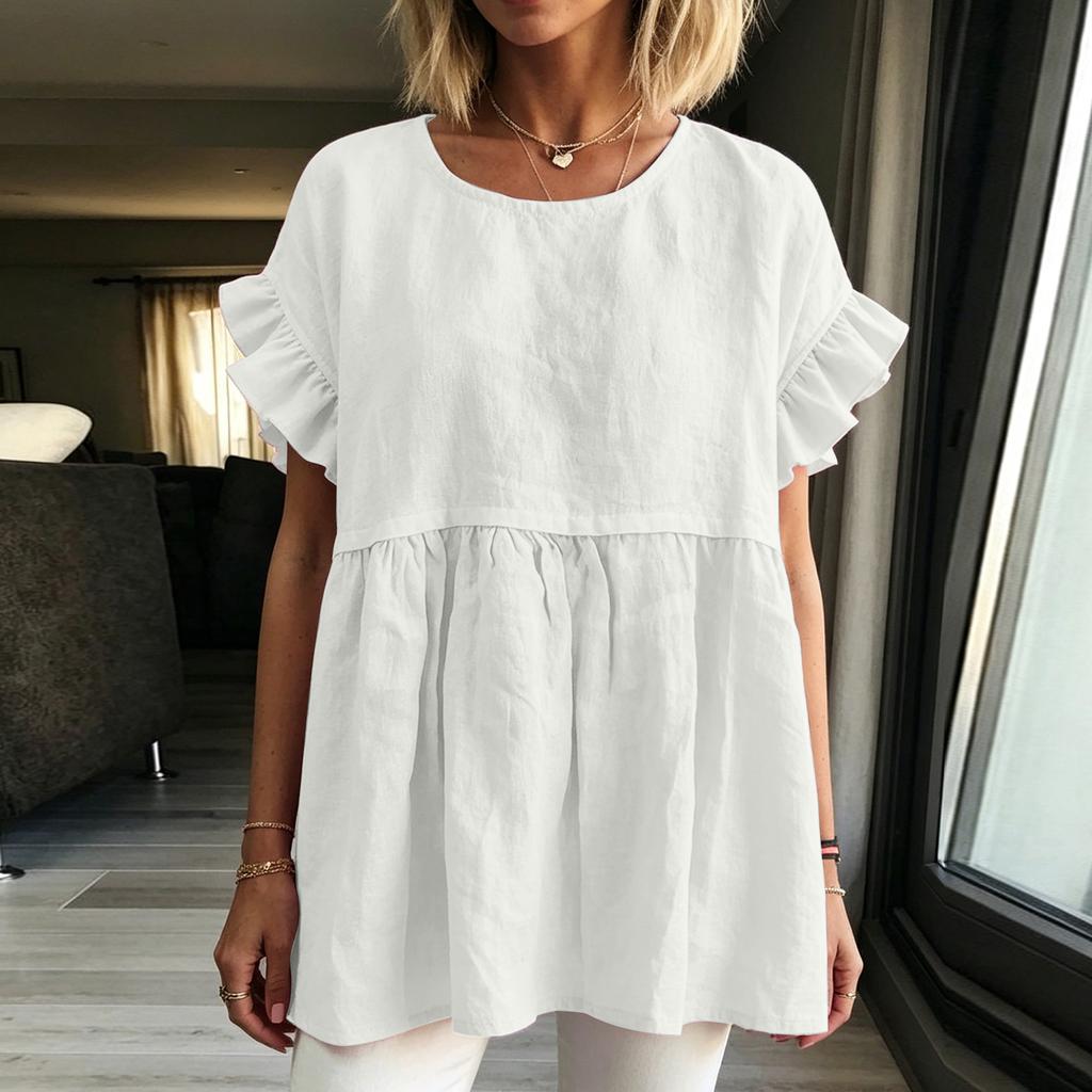 Women's Color Spring/Summer Color Round Neck Short Sleeved Women's Top T-shirt