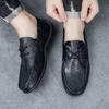 Doudou shoes men's casual black leather shoes one-pedal driving loafers men's shoes 2024 new spring shoes
