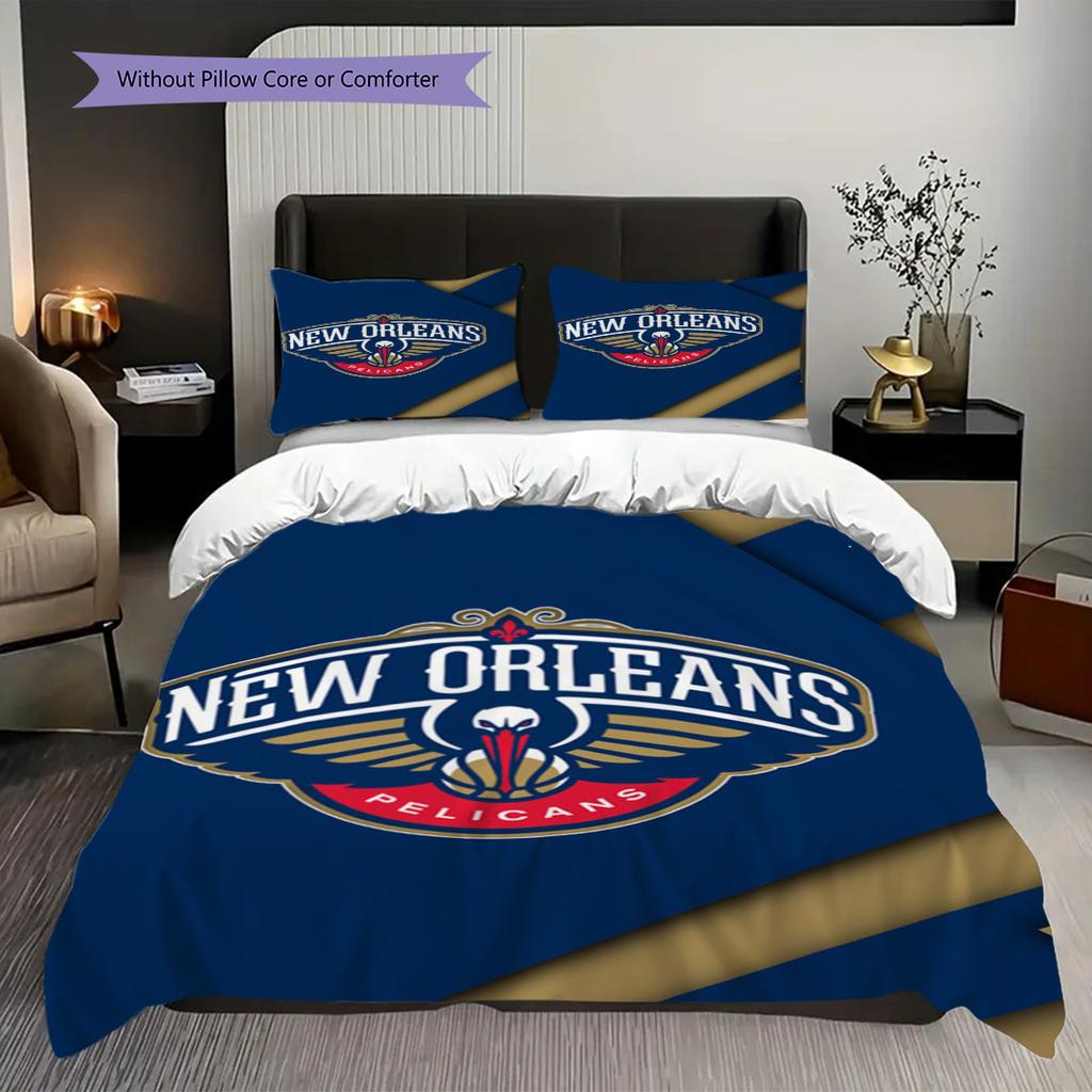 New Orleans Basketball Spirit Three-piece set(1 * duvet cover + 2 * pillowcase, without core)Soft and comfortable Christmas birthday gift