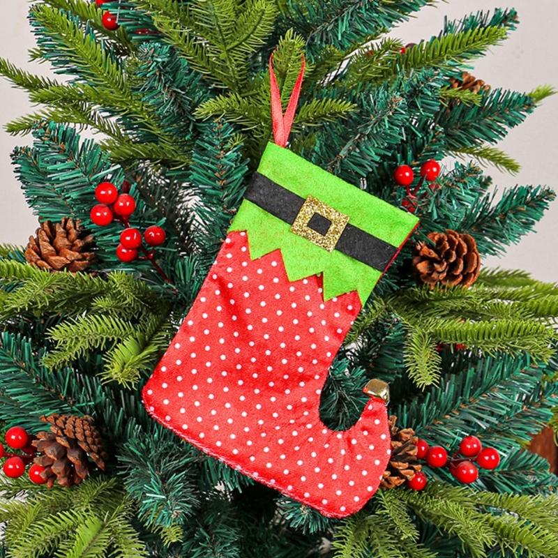 Festival Spotted Christmas Stockings Christmas Gathering Essential Stylish Hanging Stockings with Adjustable Belts
