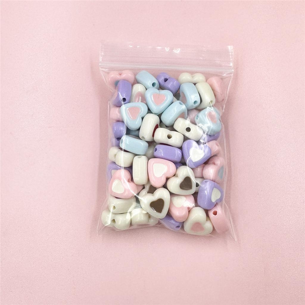 High quality 60pcs 14.4*12.9mm Acrylic Jewelry DIY Jewelry Accessories For Bracelet Earring Making Loose Beads Two Color Beaded Materials Love Heart