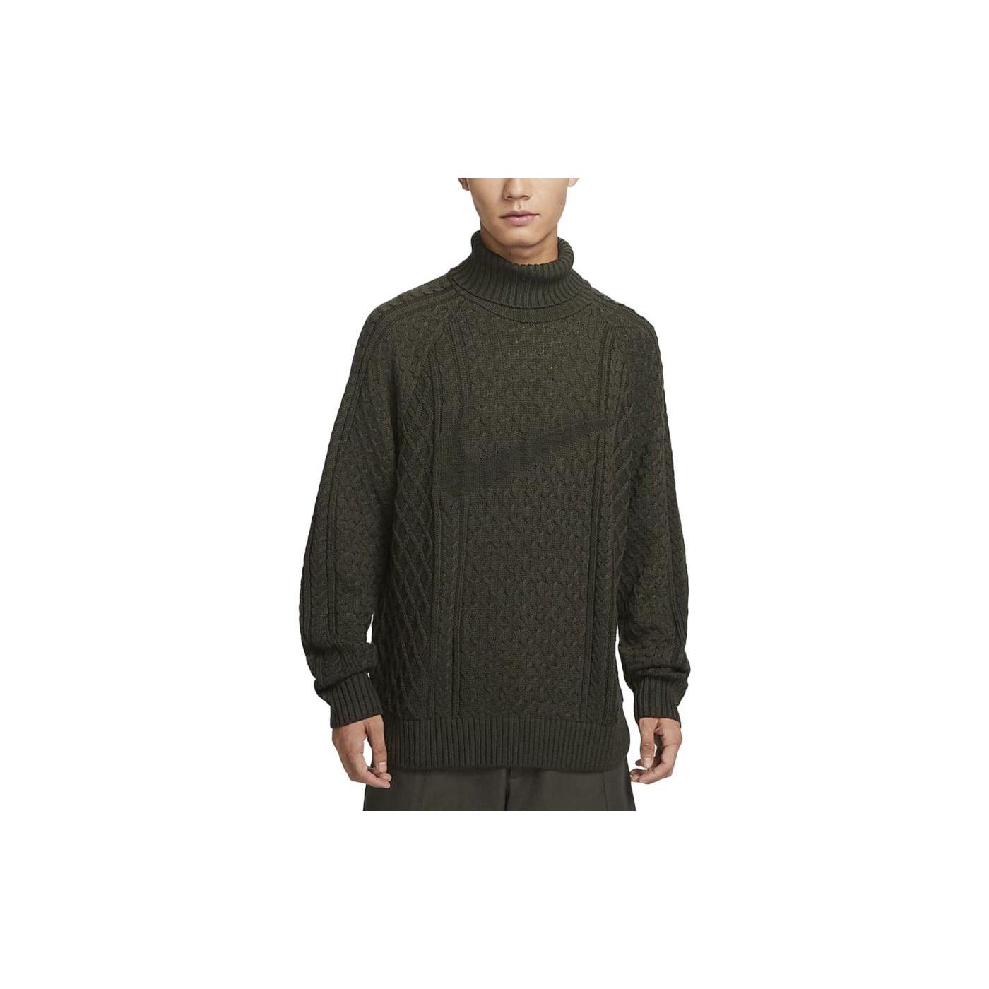 Nike Life Cable Knit Turtleneck Sweater  Olive Green  Men s FB7771-325 XXL