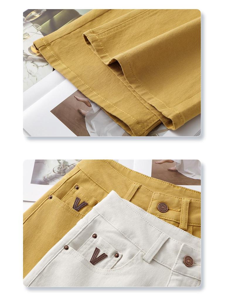 Women's Off-White High-Waisted Wide-Leg Jeans, 2025 Spring/Summer Loose Slimming Straight-Leg Pants.