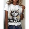 Funny Women's Playful Animal Print T-Shirts Summer Short Sleeve Round Neck Tops Casual Fashion Tee Shirt
