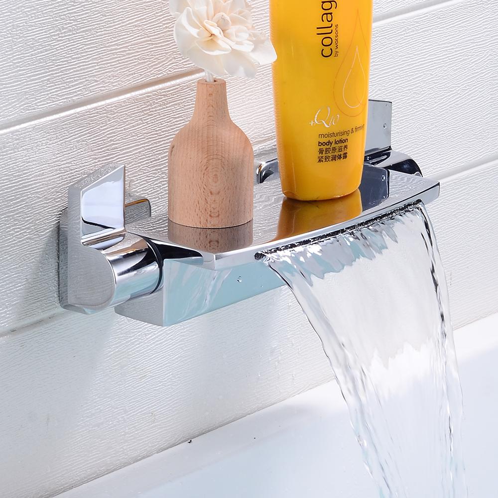 4 Farben Unterputz Verdeckte Badezimmer Waschbecken Armatur Wasserfall Doppelgriff Einzelsteuerung Badewannenarmatur Wandmontierte Mischbatterie Wannenarmatur
