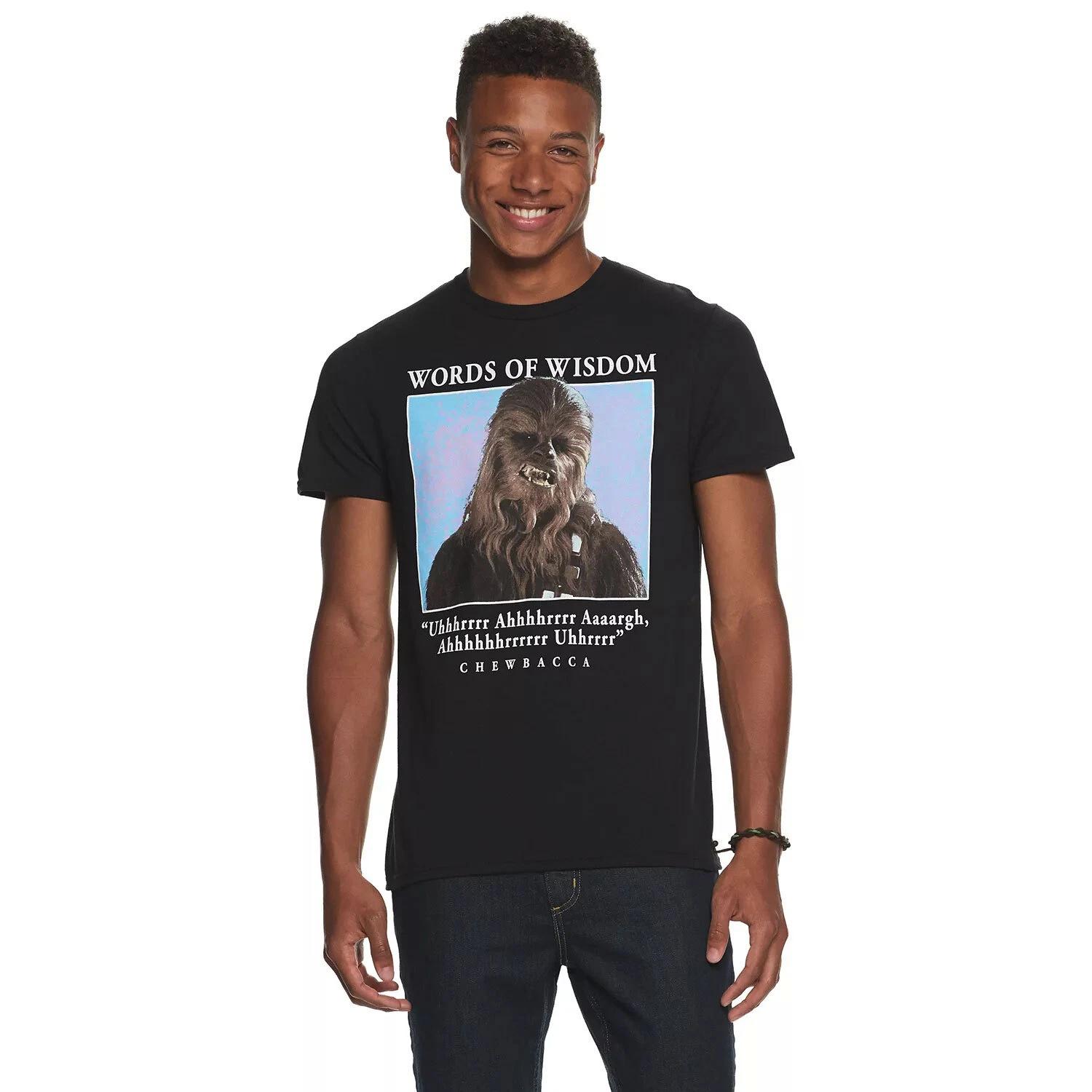 

Star Wars Chewbacca Words of Wisdom Men s Shirt, Black 3XL