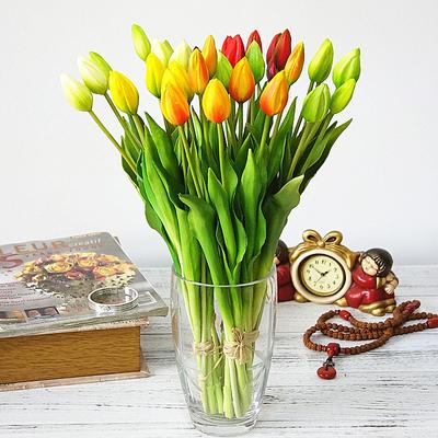 7pcs/bunch Soft Silicone Artificial Tulips Flower for Wedding Decoration Fake Bridal Hand Flowers
