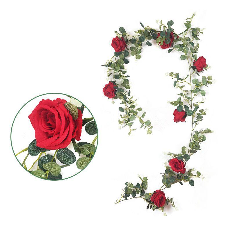 Lush 1.95m Artificial Eucalyptus With Rose Vine Perfect For Event And Home Decorations