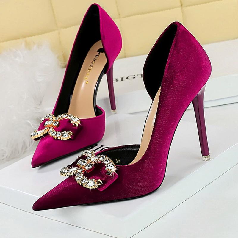 Luxury high heels Women 7 cm 10.5 cm stilettos Metal Rhinestone Women Pumps Wedding shoes Ladies Sexy Prom Shoes 2025