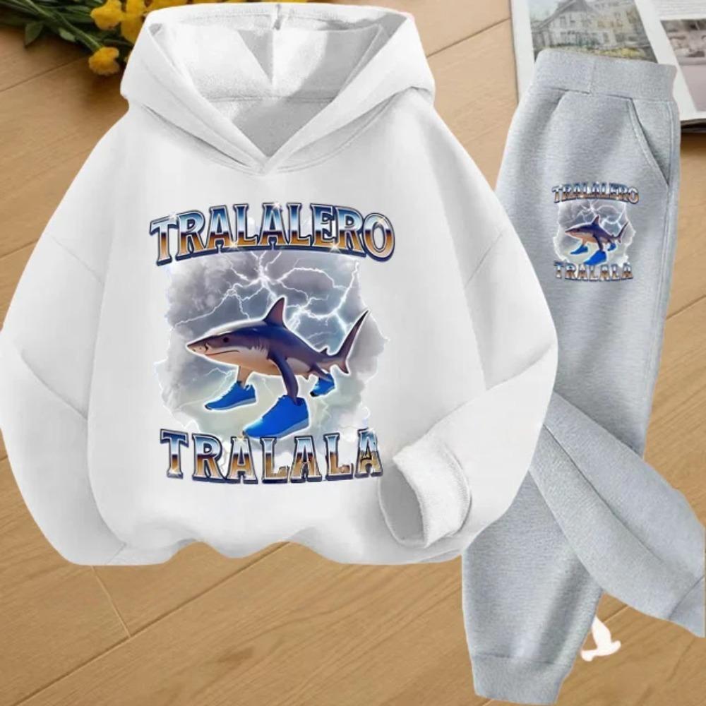 Autumn Italian Brainrot Print Kids Hoodie+Pants Suit Boys 2pcs Set Fashion Casual Girls Tracksuit Children Long Sleeve Outfits