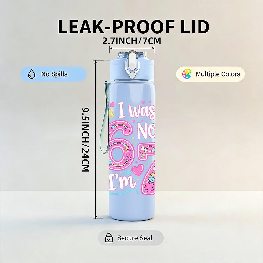 1PC Pink Glitter Number 67 Girly Art Print 750ml Color Plastic Sports Water Bottle Leakproof Flip Straw Lid Suitable for Sports Office Home Use