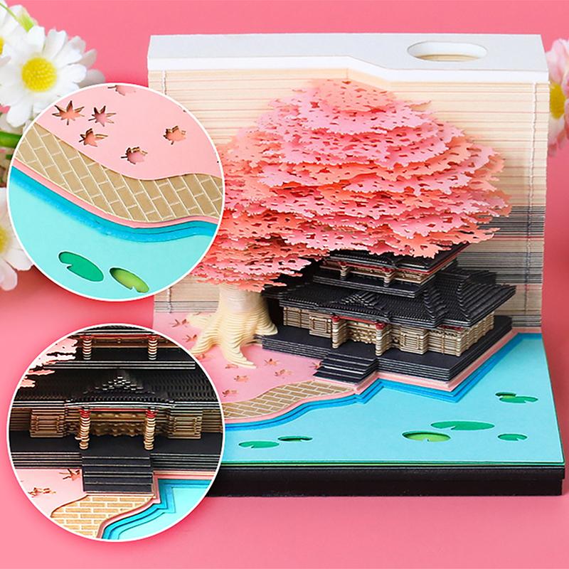 Time Piece Kalender 2026 Schreibtischkalender mit LED-Licht 3D Abreißkalender Papierschnitzkunst Notizblock Geschenk Weihnachten