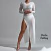 2024 Beach Vacation Mesh Swimsuit Long Cover-Up Dress - Sexy Round Neck Transparent Bikini Cover-Up