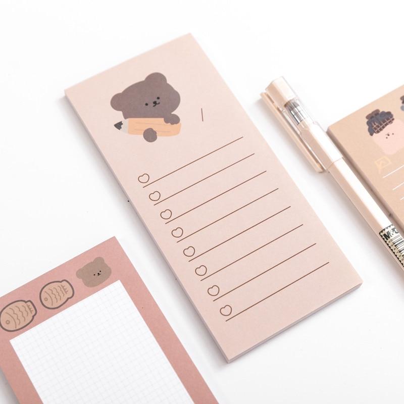 50 Sheets Korean Biscuits Bear Memo Pad Message Notes Decorative Notepad Note Check List Memo