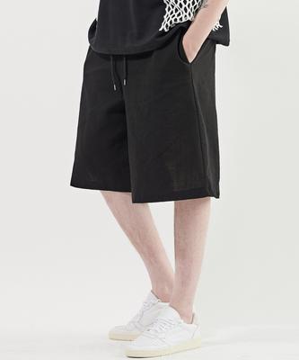 SMITHARMOR Sa Linen Length Wide Half Pants_Black