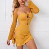 Long-sleeved Skirt Dress, European and American Women's Clothing Nightclub Party Hottie Pure Desire Slim Dress Autumn