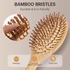 Wooden Bamboo Paddle Hair Brush Natural Air Cushion Scalp Massage Comb Detangling Anti-Static Hairbrush For Real Hair Wig