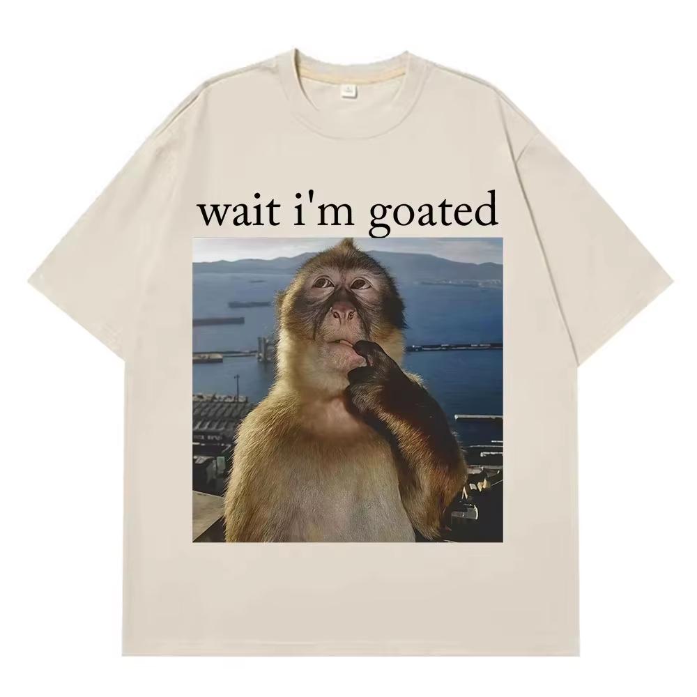 Unisexs Funny Thinking Monkey Meme Tshirt Casual Graphics Unisex Cotton Tee Loose Short Sleeve Tops Streetwear Unisex Allseason